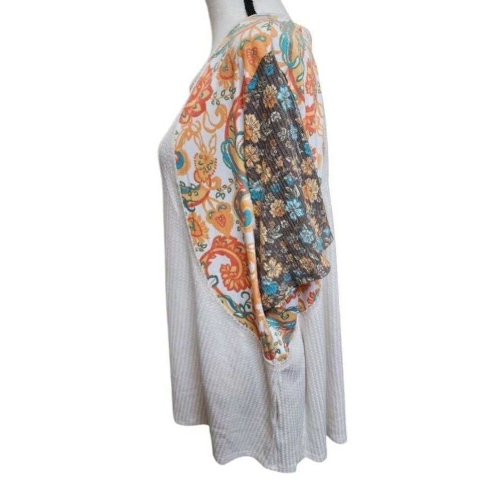 Cato Beige Floral Patchwork Half Batwing Sleeve Blouse Plus Size 22/24